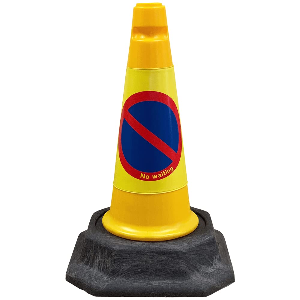 Street Solutions UK - 1 x No Waiting Road Traffic Cones 18" (460mm) Self Weighted Safety Cone - 100% Recycled PVC, Heavy Duty, Strong and Durable