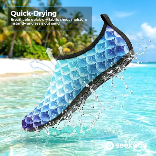 Image of SEEKWAY Water Shoes Women Men Adult Quick-Dry Aqua Socks Barefoot Non Slip for Beach Swim River Pool Lake surf Black SK002(U)