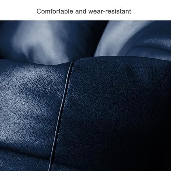 Image of IVIKA 3XL Bean Bag with Beans Filled | Gaming Chair | Premium Leatherette, Double Stitching | for Lounge & Bedroom | (3XL - Navy Blue)