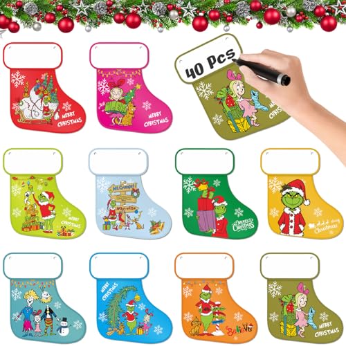 40 Pcs Mini Colorful Christmas Stocking Cutouts for Xmas Funny Office Winter Bulletin Board School Classroom Home Party Decorations