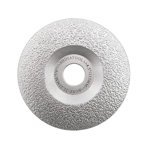 SHDIATOOL Diamond Grinding Cup Wheel 4-1/2 Inch for Granite Marble Iron Steel Masonry Convex Vacuum Brazed Grinding Disc Fits 7/8 Inch Arbor 115mm