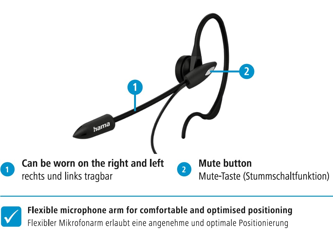 Headset voor Callcenter, Enkelzijdige Oorgemonteerde Headset van 3,5 Mm voor Klantenservice, Headset voor Telefoniste