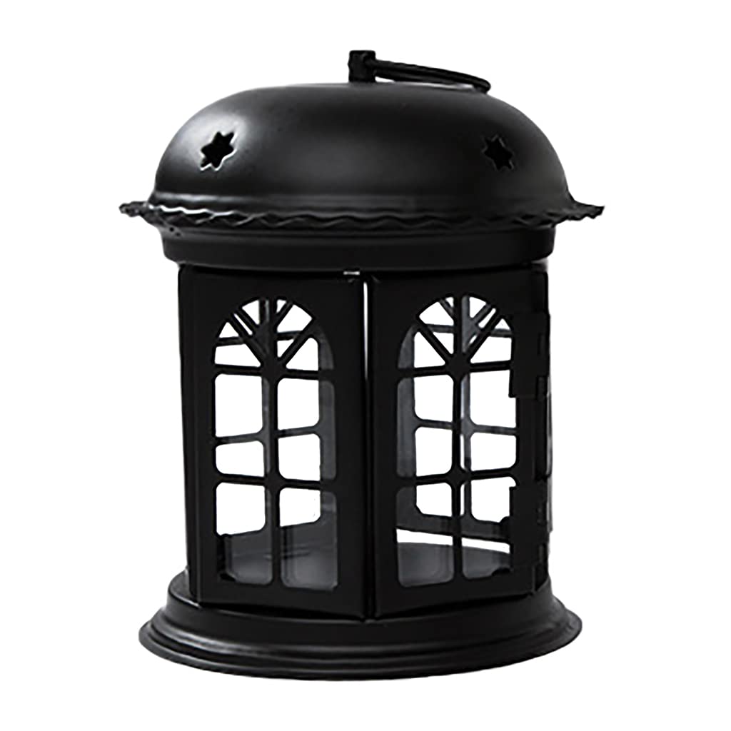 Candle Lanterns,Metal Holder Garden, F(Black)
