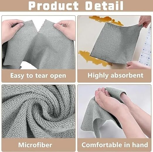 1 Roll, 50 Pack Microfiber Cleaning Cloth Roll 25x25CM - Reusable Tear-Away Towels Washable Super Absorbent Lint Free Cleaning Rags for Kitchen, Car, Garage and Home (Multicolor) 3