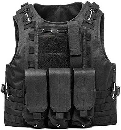 Invenko Tactical Airsoft Paintball Combat Military Swat Assault Army Shooting Hunting Outdoor Molle Police Vest (BLACK)