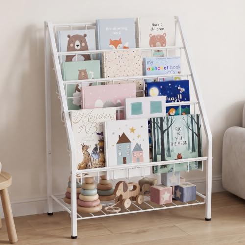 JAQ Kids Bookshelf for Toddlers, 4-Tier Toddler Bookshelf...