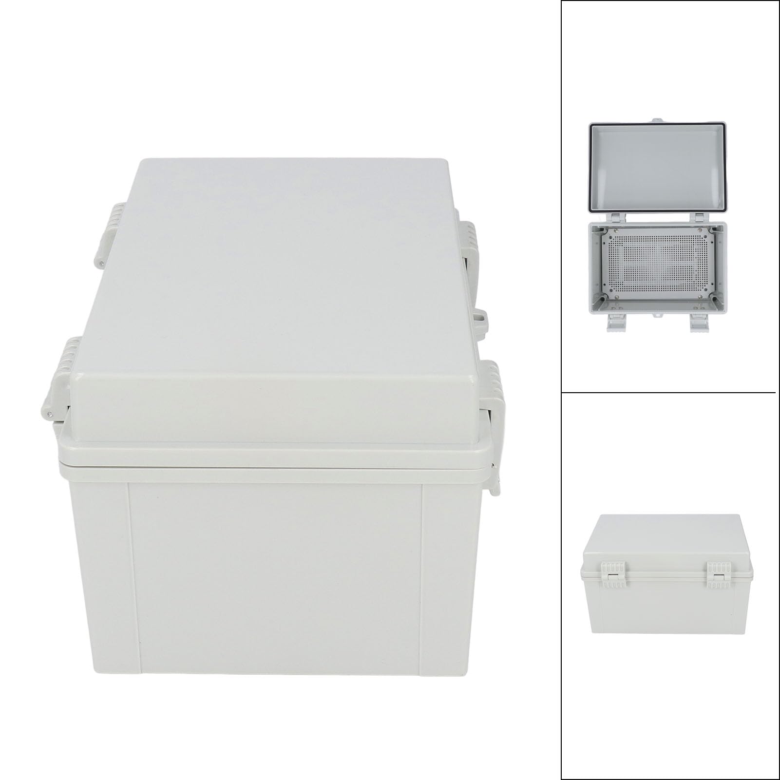 Graue Klappabdeckung für Elektro-Verteilerkasten, IP67 wasserdichter Projektbox, wasserdichte ABS-Gehäuse mit leicht zu öffnenden Clips für Outdoor-DIY-Elektronik und Garten