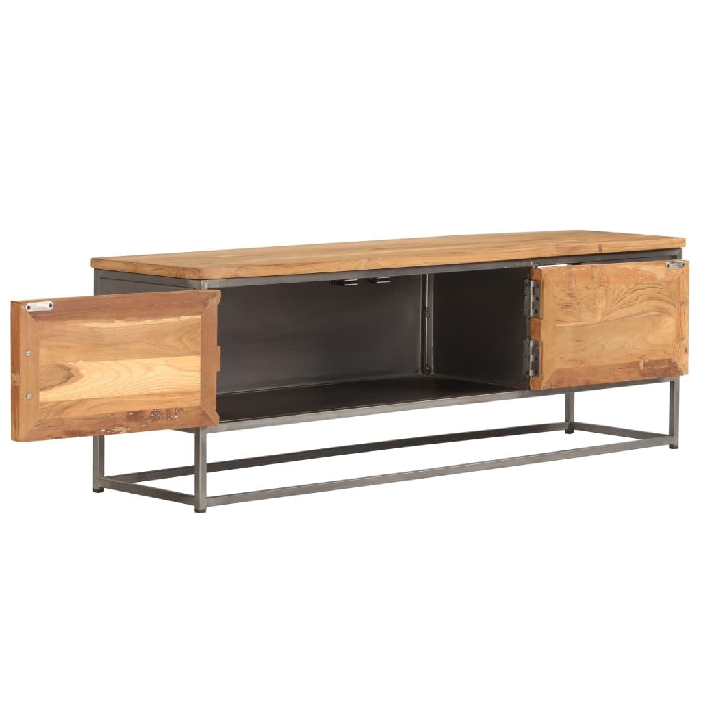 vidaXL TV-Schrank TV-Ständer TV-Einheit Media Center Entertainment Center HiFi Schrank Lowboard mit 1 Schrank Stabiler Stahl Recyceltes Teakholz