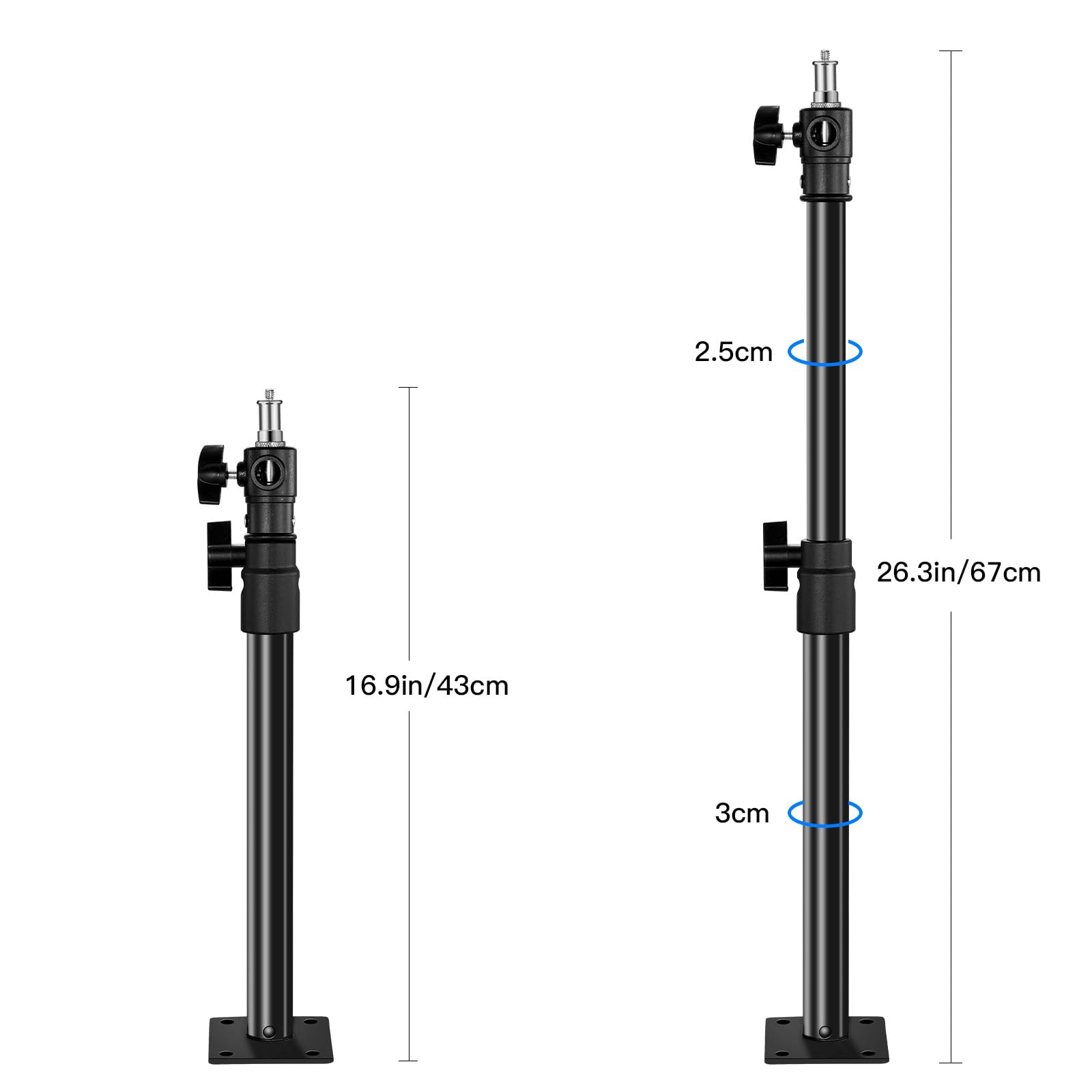 Soonpho 2-Pack Brazo de Brazo para fotografía de Pared Boom Arm Longitud Ajustable de hasta 67 cm con 3/8 1/4 Adaptador Universal de Rosca para Las Luces de vídeo de Fotos,Paraguas,reflectores