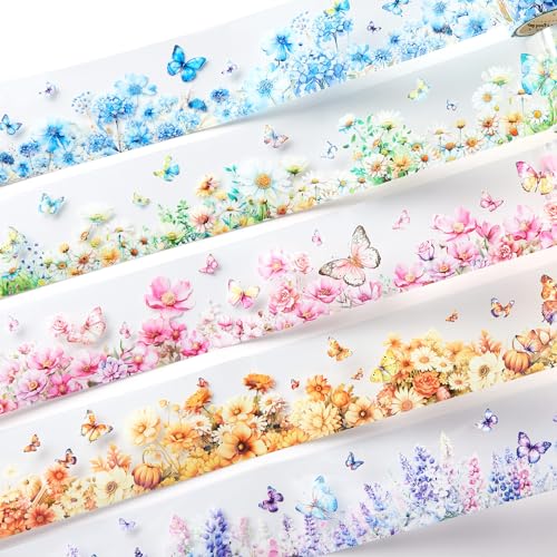 Suministros de diario de chatarra con rollos de cinta adhesiva floral Washi para manualidades