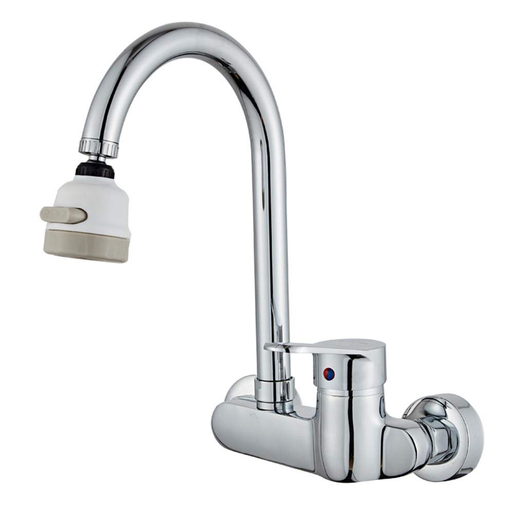 Faucet Rubinetti a Montaggio a Parete Nera, Rame a 2 modalità, per lavello della Biancheria da Cucina, Calda e Fredda Girevole Universale, Nero-Nero b B.