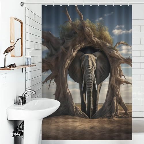 Rideau de douche ElephFourmi imperméable 122x183cm avec crochets - 6