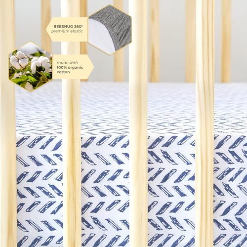 Image of Burt's Bees Baby Essential Organic Cotton Fitted Crib Sheet, Breathable for Boy Girl Standard Crib & Toddler Mattresses