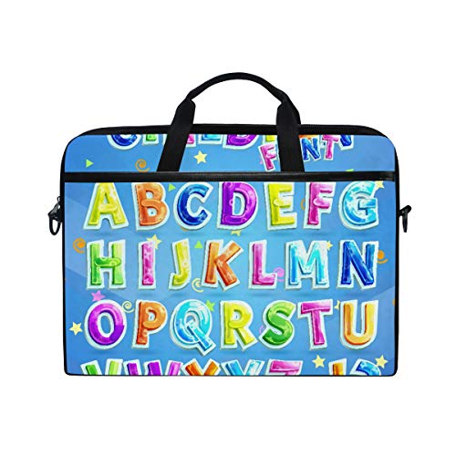 Preisvergleich Produktbild LIUBT Pädagogische bunte Alphabet Laptop Schultertasche Messenger Bag Computer Aktentasche Business Notebook Sleeve Cover Tragegriff Tasche für 35,6 cm bis 39,1 cm