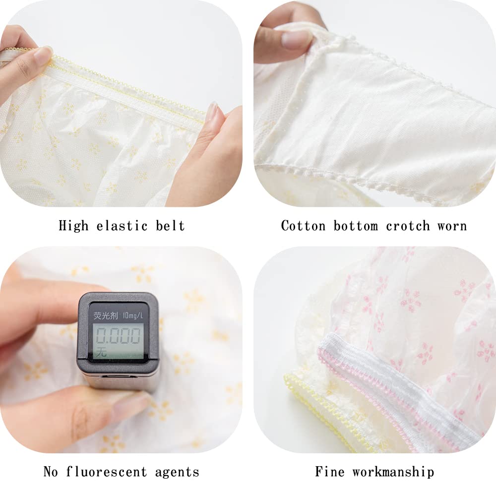 Travelcare 7 Pezzi Biancheria Intima Non Tessuta USA e Getta da Donna Slip da Donna Stampa di Carta Mutandine per Viaggi Hotel Spa Soggiorni in Ospedale Emergenze