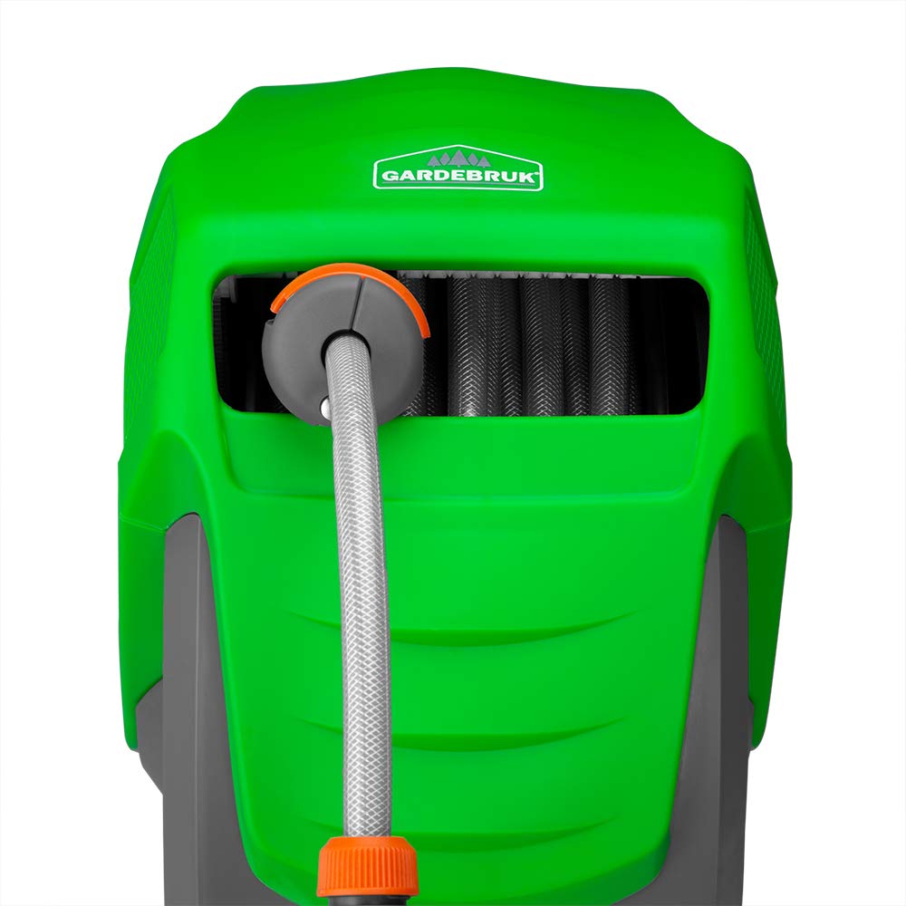 GARDEBRUK® Carrete Manguera Retráctil 30 m Sistema Enrollado Automático Soporte Pared Giratorio 180° Boquilla Roceado 7 Modos Riego Jardín Exterior