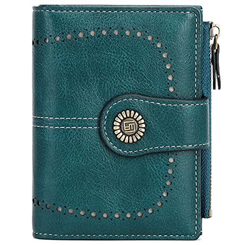 Small Women Wallet PU Leather Bifold Purse RFID Blocking Card Holder Yellow One Size(Blue)