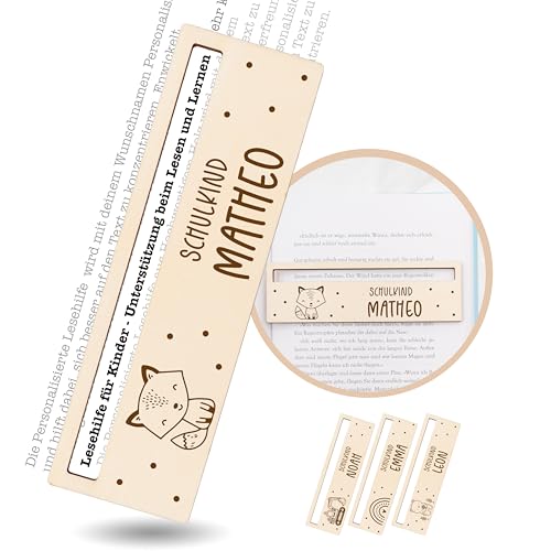 KIDSMOOD - Individuelle Lesehilfe Kinder - Unterstützung beim Lesen und Lernen - für Schulanfang mit Namen - Personalisiertes Schulkind Geschenk zur Schuleinführung 1. Klasse