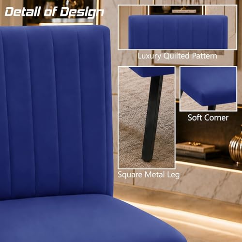 Image of Modern Velvet Accent Chair for Living Room | Upholstered Single Seater Chair with Metal Legs | Comfortable Seating for Bedroom, Office & Guest Room - Blue