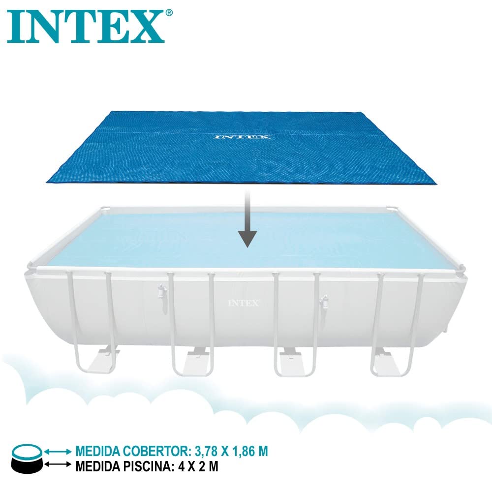 Intex 28088 Bâche Solaire rectangulaire pour Ultra Frame 400 x 200 cm, épaisseur 160 microns & 28037 - Bâche Protection pour Piscine Rectangulaire Tubulaire 4M X 2M