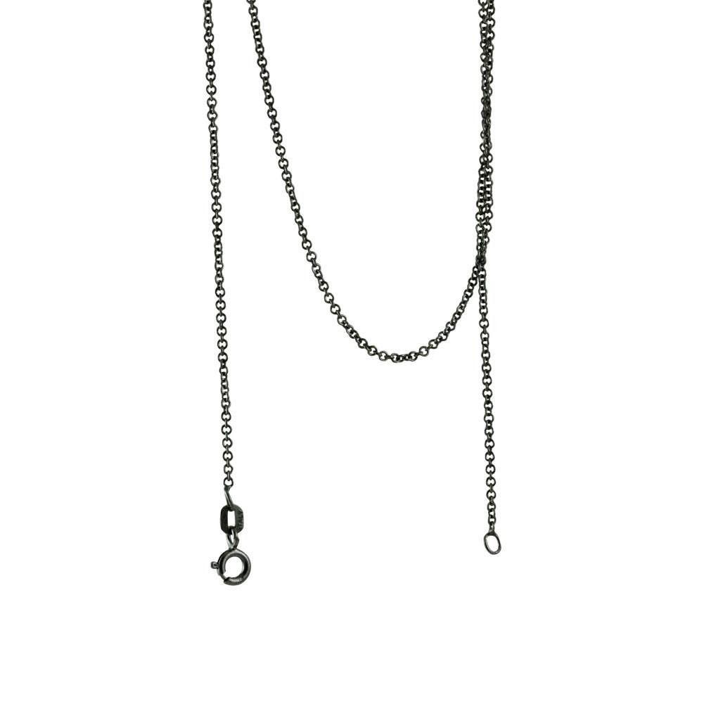 apop nyc Simple Blackened 925 Silver Choker Chain Necklace 15 inch