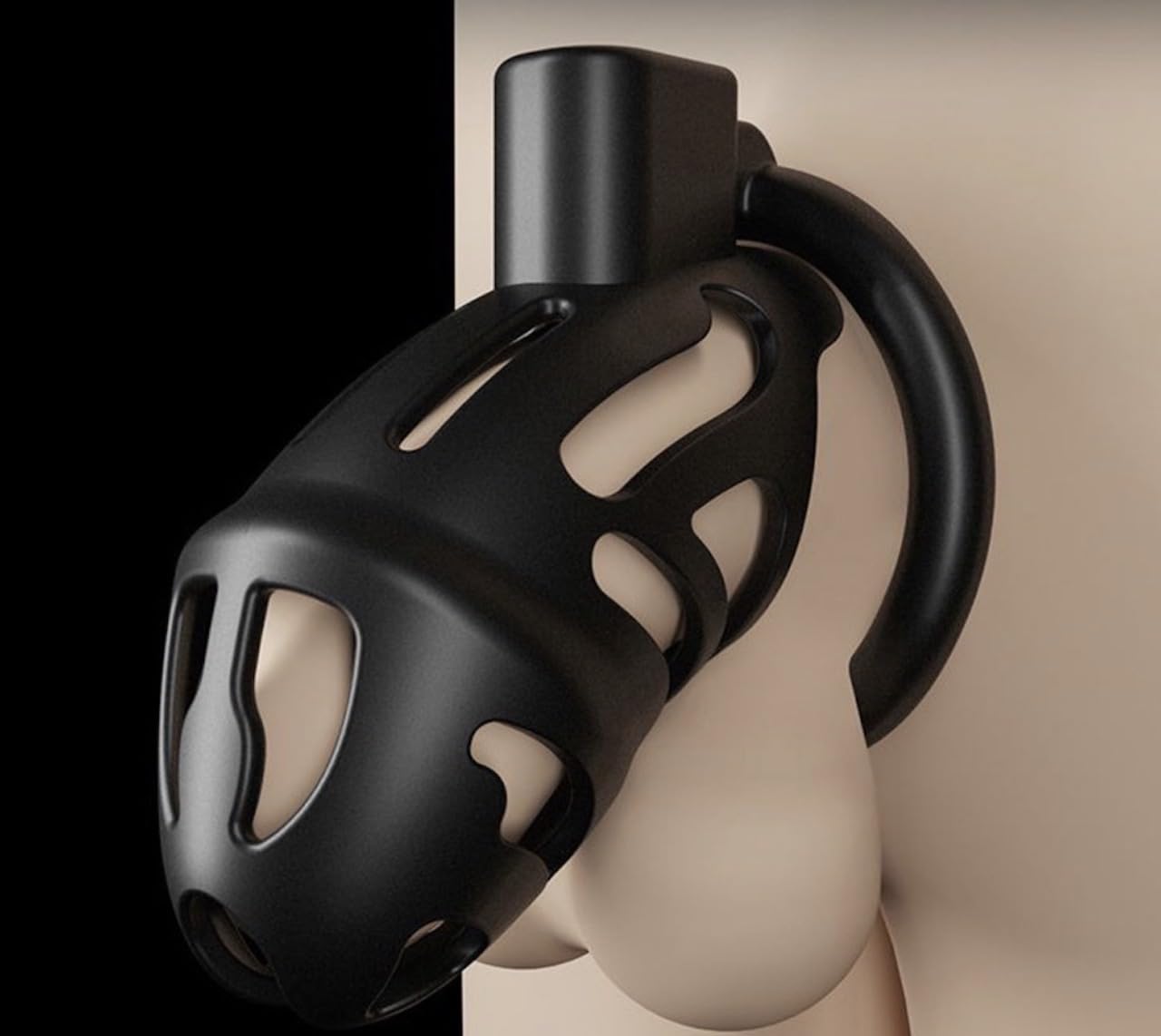 Chastity Cage Uomo, Chastity Cage with 3 Sizes Rings and Invisible Lock for Man Penis Exercise Bondage Gear & Accessories Lightweight Adult Sex Toys (Black)