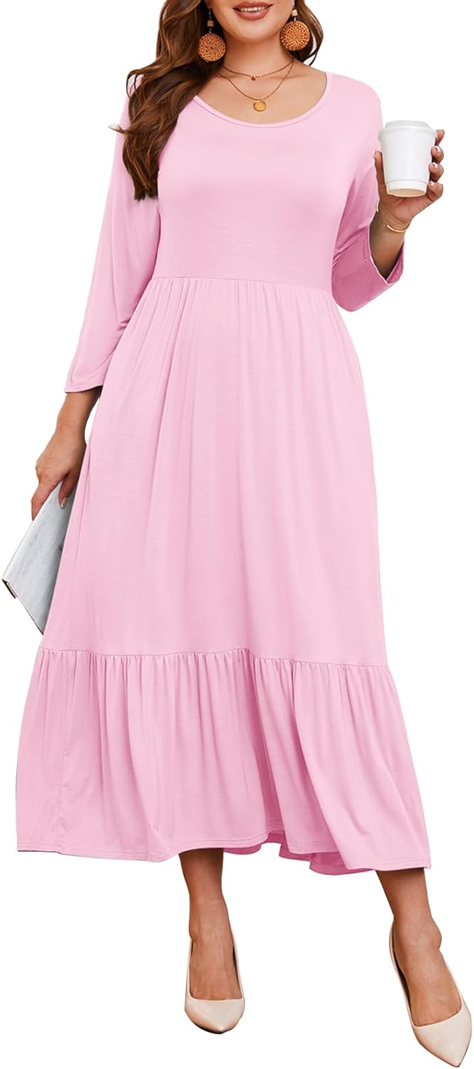 LARACE 3/4 Sleeve Maxi Dress with Pockets