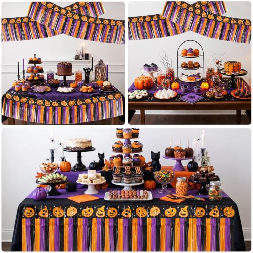 Image of BEISHIDA 3PK Pumpkin Foil Fringe Garland 30ft Tinsel Banner