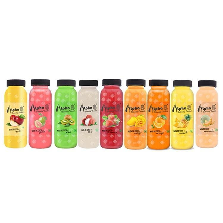 Image of ALPHA 8 FRUIT Juice with NATA De Coco Coconut Cubes Healthy Juice(4 PCS),Coconut Water With Vital Minerals(4 PCS),Cold Brew Coffee - Refreshing and Smooth(4 PCS),200 ml (Combo of 12)
