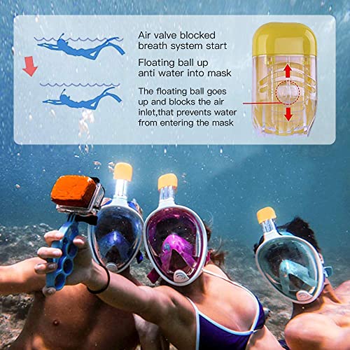 Image of VBM Full Face Snorkeling Mask Diving Gear - Dry Top System,180 Degree Panoramic View Snorkeling Mask with Camera Mount,Safe Breathing,Anti-Leak Anti-Fog-Swim Fins (Blue - L /XL)