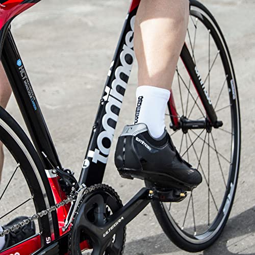 Tommaso Classic breathable Cycling Socks Men, Women - Breathable, Quarter, Ankle Compression, Anti Blister, High Socks, Bike Socks for Running Socks & Biking White Medium 39-423