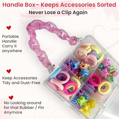 Image of TEMPERIA Hair Accessories Birthday Gift Items for Girls & Kids | Combo of Hair Claw Clips, Rubber Bands, Hair Pins & More | Cute Hair Styling Kit for Baby Girls for Party & Wedding | Multicolor -55pcs