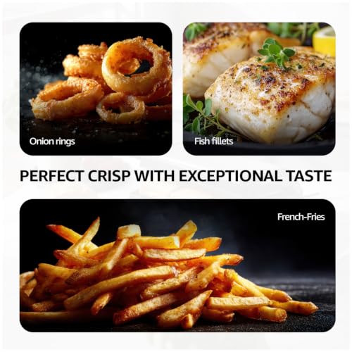 Image of Amazon Basics 3.5L Electric Air Fryer | 1200 W | Temp. Settings Up to 200C | 7 Pre-set Options | 360 High Speed Air Circulation | Non-Stick Coated | Touch Control Display | Black|BIS Certified