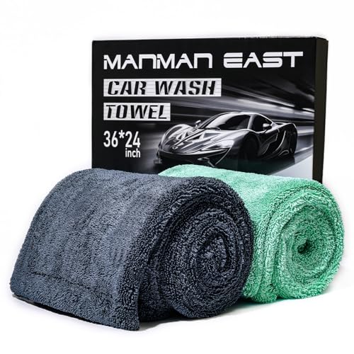 MANMAN EAST 2-Pack1200 GSM Car Drying Towels (24' x 36') Car Drying Towel Extra Large Ultra...