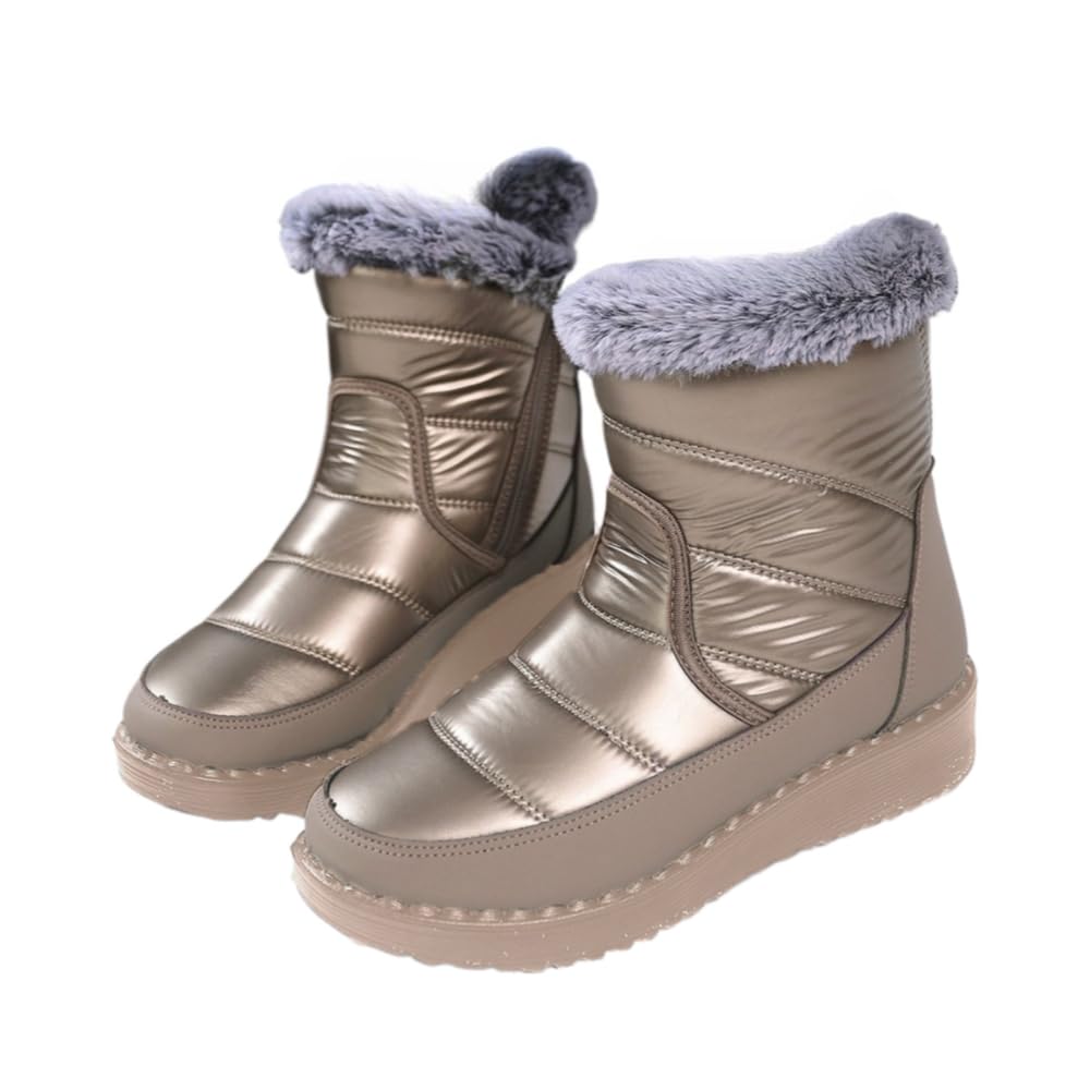 Faithgee Womens Waterproof Memory Foam Warm Fleece Lined Boots Casual Ankle Low Wedge Heel Work Snow Boots for