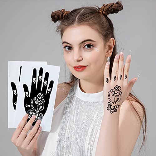 24 Sheets Henna Tattoo Stencil Kit 280+Pcs, Henna Stencils Reusable Temporary Indian Glitter Airbrush Tattoo Stencils For Face Body Paint Diy #TOP5
