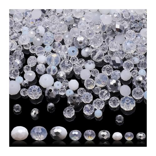 HMCEY 800 Stück Facettierte Kristall Perlen Fädeln 4/6/8 mm,Glasperlen Set,Mix Perlen Auffädeln,Bastelperlen für Armbänder,Schmuckperlen Erwachsene,Bracelet Beads For Jewellery Making,Glass Beads