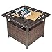 Produktbild Outsunny Rattantisch Gartentisch Terrassentisch Kaffeetisch mit Schirmloch Perfekt für Garten Balkon Terrasse 55,5 x 55,5 x 46 cm Braun
