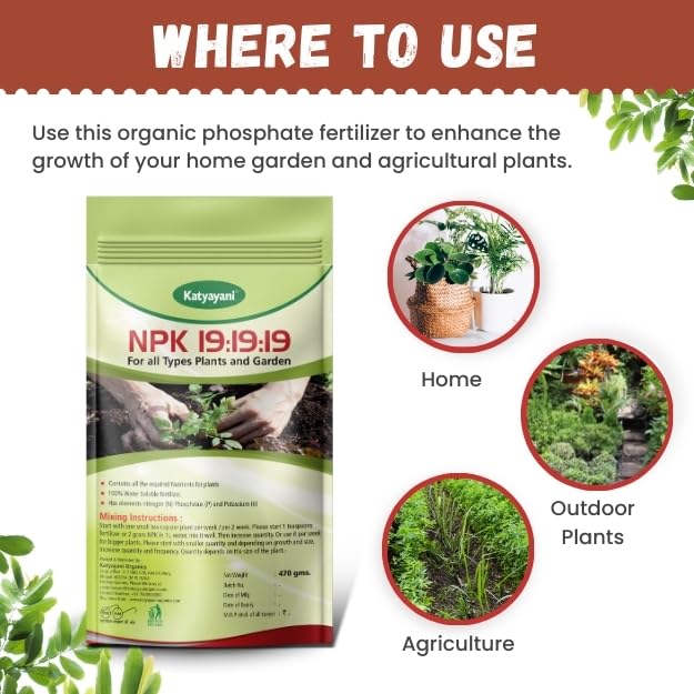 Miniatura 4 de Katyayani NPK 19 Fertilizante de alimentos solubles en agua para plantas de jardín caseras (470 gm1 libra)  100% orgánico  Aumenta la floración y el