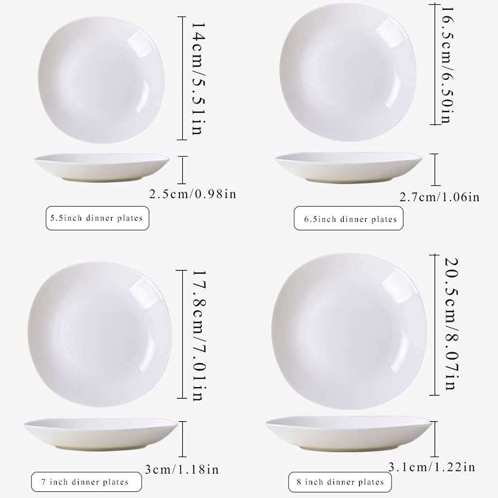 Assiettes Plates Plaques de dîner 10 pièces Cuisine Vaisselle Ensemble de vaisselle for la vaisselle Appetizer Plaque Salade et dessert Plats à micro-ondes Four et lave-vaisselle Coffre (blanc) Assiet
