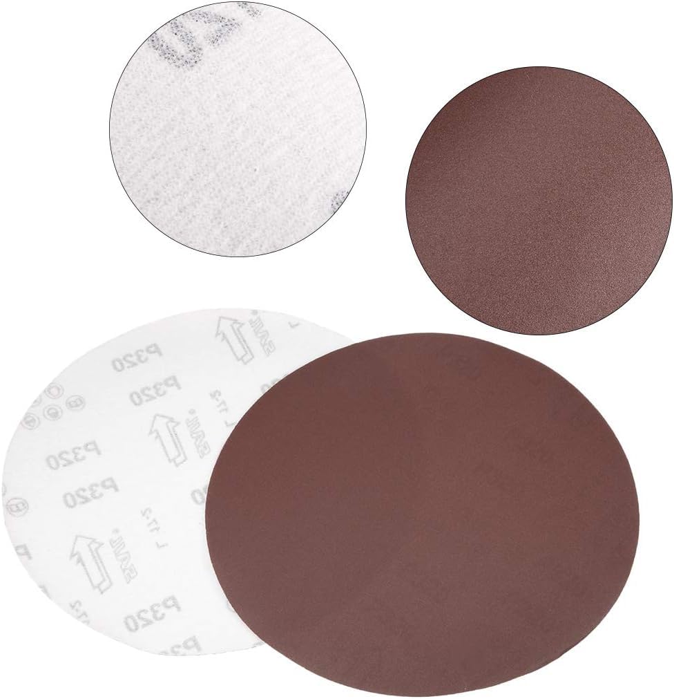 100 discos de lijado PSA de 225 mm, discos de lijado de gancho y bucle sin agujeros de 9 pulgadas, papel de lija de óxido de aluminio, discos de lijado autoadhesivos for lijar madera, pintura, plástic