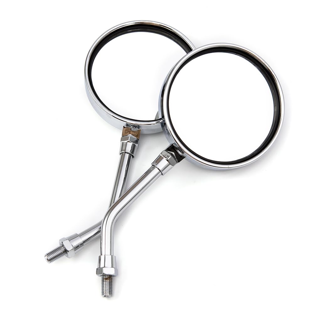 APEBAZY Rétroviseur moto chrome10mm 8mm Rétroviseur moto rond CNC compatible choppers ATV cruisers