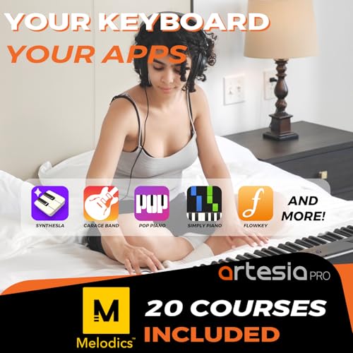 Image of Artesia Portable 73 Key Weighted Keyboard With Full-Sized Velocity Sensitive Keys, Digital Piano Beginner Set Include AMH-10 Headphones, Dust Cover, Keyboard Stickers and Free Melodics Piano Lessons