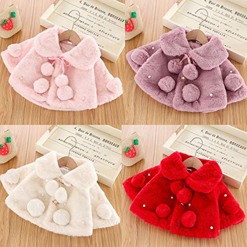 Infant Baby Girl Faux Fur Warm Winter Cape Cloak Coat Jacket Thicken Shawl Snowsuit Outerwear Fuzzy Clothes Cute4