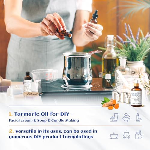 Image of HIQILI 100ML Turmeric Oil for Face Skin Care, Aromatherapy,100% Pure, Use After Dilution- 3.38 Fl Oz