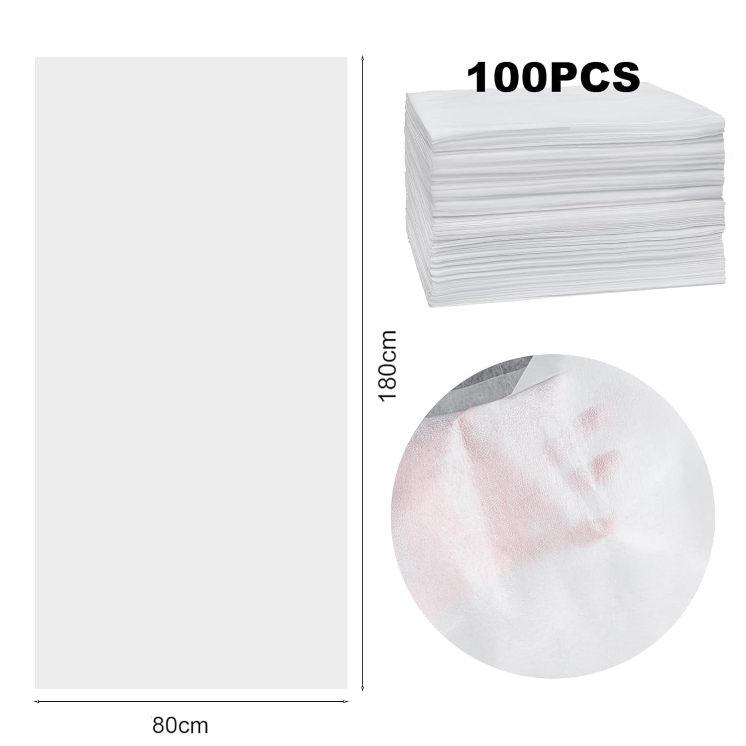 Juego de 100 sábanas desechables no tejidas para masaje de spa, 180 x 80 cm, tela suave no tejida, funda protectora para spa, club, salón de belleza, hoteles