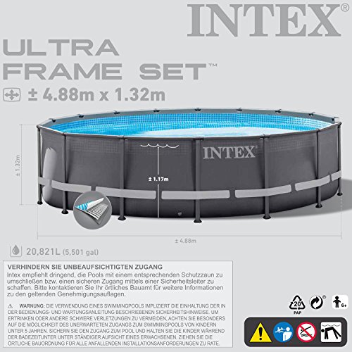 Intex - Piscina 488 x 132 cm, struttura in