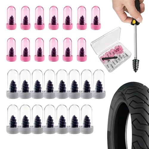 Image of Tire Repair Nails Kit, Screw in Tire Repair Plugs with Box and Screwdriver, Self-Service Tools for Car Motorcycle Truck Tractor 2 Sizes (30 Set)