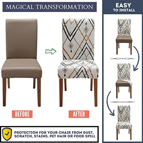 Image of SPRINGRICO Chair Covers for Dining Room Set of 4, Stretch Dining Chair Cover, Washable Spandex Kitchen Parsons Chair Slipcovers, Removable Seat Protector for Home or Party (4 Pack, Lucid Calm)