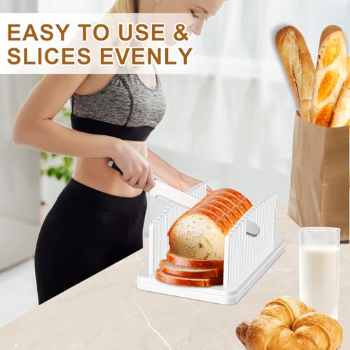 Image of Kiss Core Upgrade Pull Out Bread Slicer for Homemade Bread | Foldable Bread Slicing Guide Removable Cutting Board Slice Evenly Bread cutter slicer Suitable for Bread Making Supplies